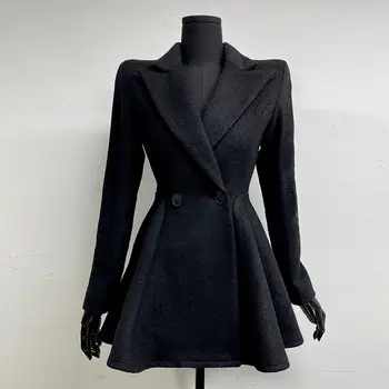 2024 Divat Női Téli Elegáns Ál Gyapjú Gyapjú Kabát, Meleg Kabátot Vintage Laza Szilárd Őszi Hosszú Kabát Női Ruha