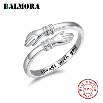 BALMORA 100% 925 Sterling Ezüst 'Mindig' Meleg Ölelés Gyűrű Női Női Aranyozott Gyűrű Nyilatkozat Divat Trendi Ékszerek