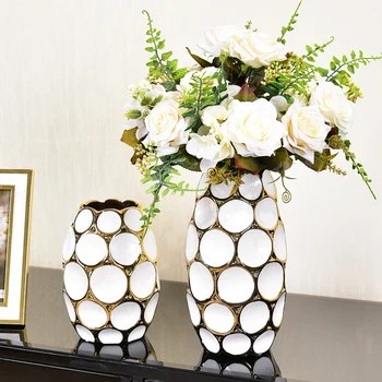 Modern, világos luxus váza nappali virágkötészeti Európai kreatív kerámia szárított virág dekoráció szimuláció virágos